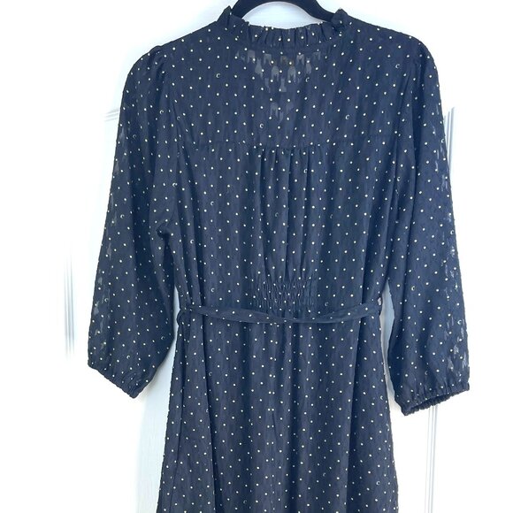 Vintage Cacharel Paris Polka Dot Midi Dress – Size 90 (M), Black with Ivory Dots - Picture 7 of 15